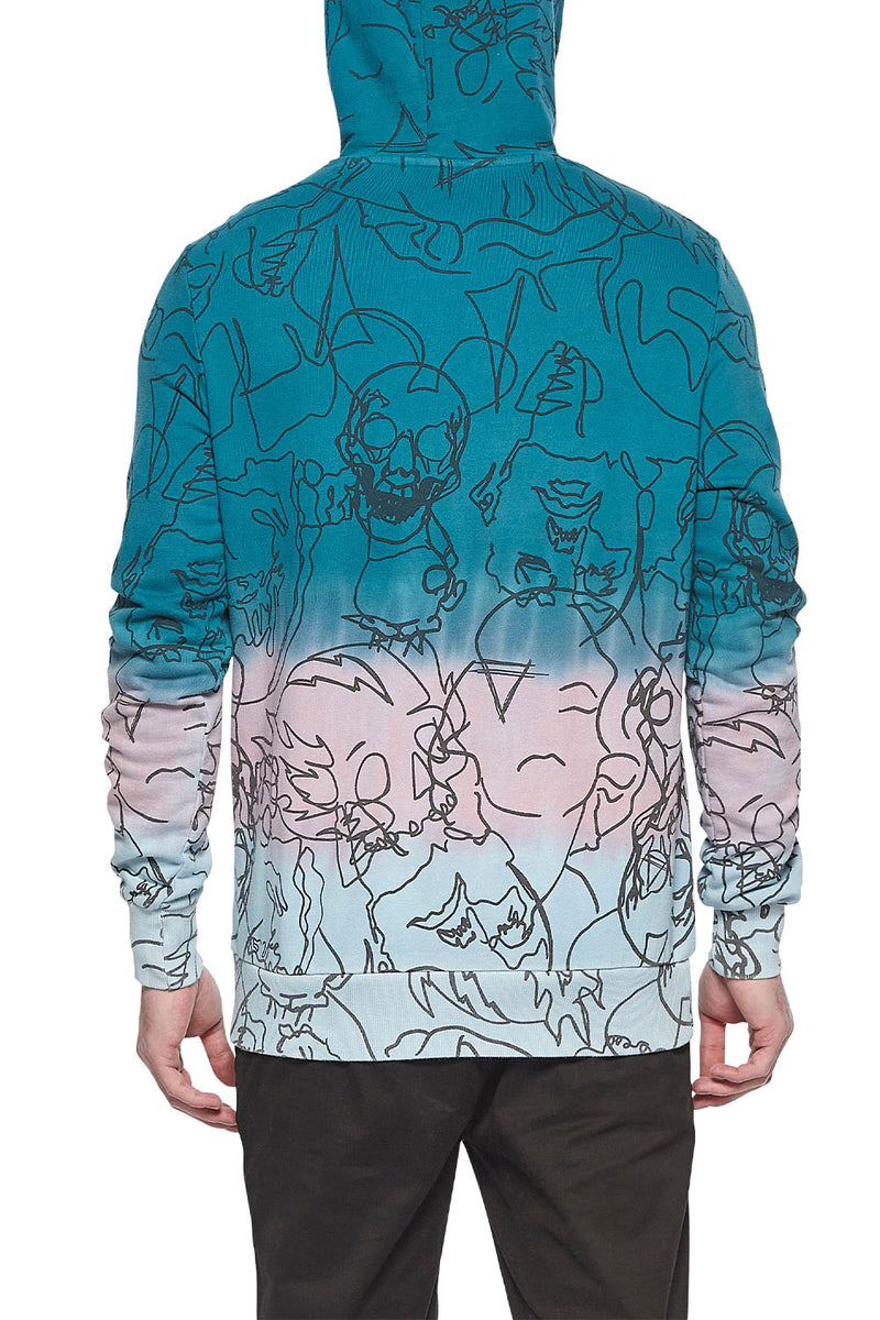 Eleven Paris Knit Ombre Aop Hooded Sweatshirt (LARKSPUR MULTI OMBRE AOP)