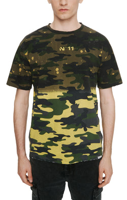 Eleven Paris Knit Acid Camo Short Sleeve Crewneck T-Shirt (ACID GREEN CAMO)