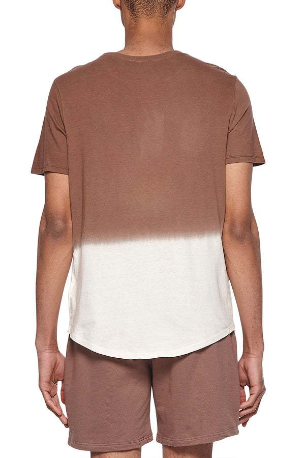 Eleven Paris Knit Acid Round Hem Short Sleeve Crewneck T-Shirt (DEEP TAUPE ACID)